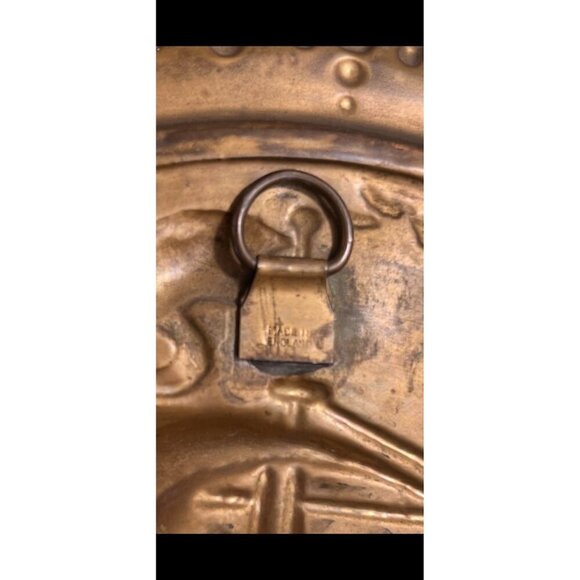 Vintage Brass Wall Plates Embossed With Ship Motif Made In England Decor - Picture 6 of 6